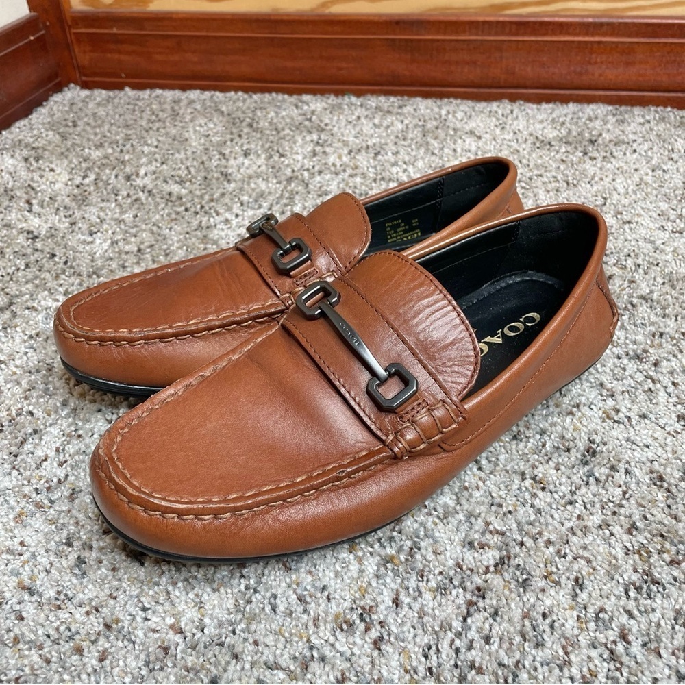 Coach Men’s Mott Varsity Drive Loafers Shoes Brown 7.5 FG1619 Designer Office - Picture 2 of 10